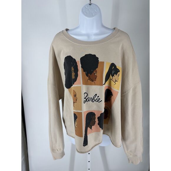 Mattel Tops - Mattel Barbie Graphic Sweatshirt Beige Crewneck Pullover